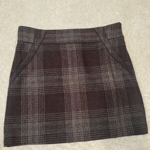 LOFT Plaid Mini Skirt in Burgundy and Gray
